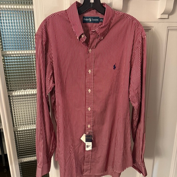 Polo Ralph Lauren Men’s Button Down Shirt Red & White Striped Sz L NWT - Picture 3 of 10